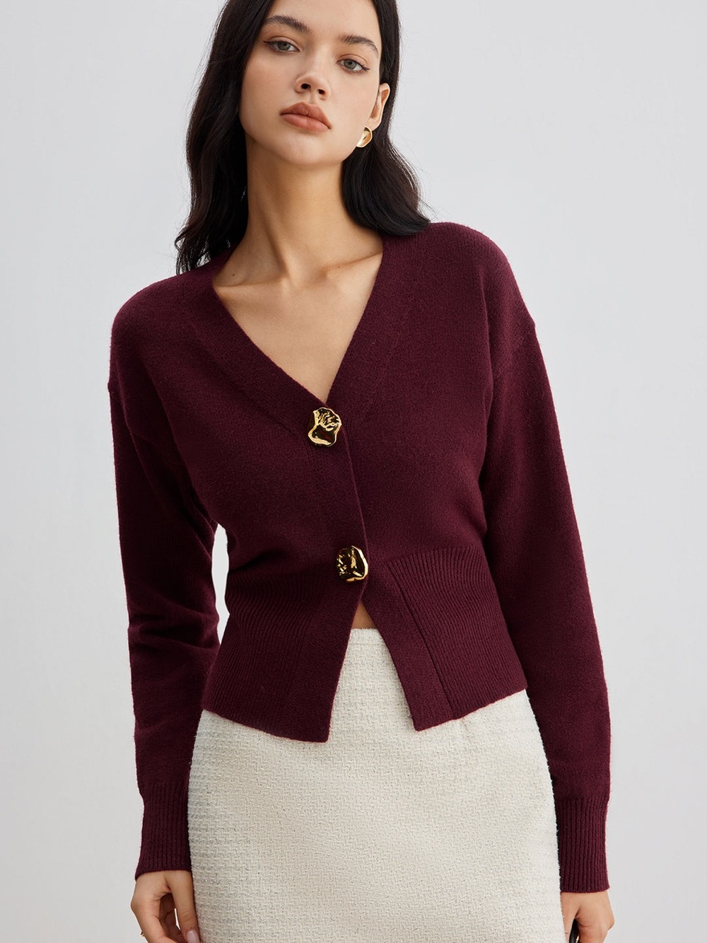 Commense Elegant Metal Button Short Cardigan in Red size XS. New with tag